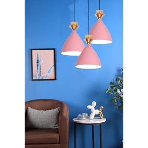 greywings modern pink dome hanging pendant light for ceiling aluminium antique decor e-27 holder bulb is not included pack of 3