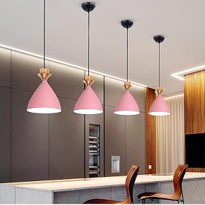 greywings modern pink dome hanging pendant light for ceiling aluminium antique decor e-27 holder bulb is not included pack of 4