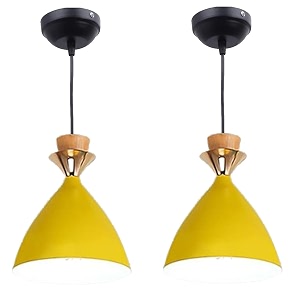 greywings modern yellow dome hanging pendant light for ceiling aluminium antique decor e-27 holder bulb is not included pack of 2
