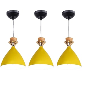 greywings modern yellow dome hanging pendant light for ceiling aluminium antique decor e-27 holder bulb is not included pack of 3