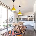 GreyWings Modern Yellow Dome Hanging Pendant Light for Ceiling, Aluminium, Antique Decor, E-27 Holder, (Bulb is not Included) Pack of 2