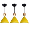 GreyWings Modern Yellow Dome Hanging Pendant Light for Ceiling, Aluminium, Antique Decor, E-27 Holder, (Bulb is not Included) Pack of 3