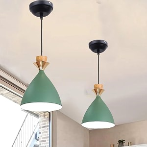 greywings modern green dome hanging pendant light for ceiling aluminium antique decor e-27 holder bulb is not included pack of 2