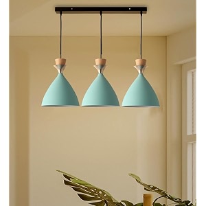 greywings modern aqua blue dome hanging pendant light for ceiling aluminium antique decor e-27 holder bulb is not included 3 light linear set