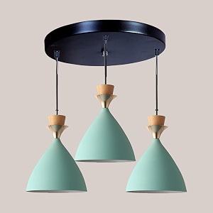 greywings modern aqua blue dome hanging pendant light for ceiling aluminium antique decor e-27 holder bulb is not included 3 light cluster set