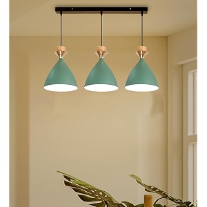 greywings triple dome green aluminium hanging pendant light drop antique modern ceiling lamp e-27 holder bulb is not included 3 light linear set