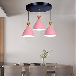 greywings triple dome pink aluminium hanging pendant light  modern antique ceiling lamp adjustable drop e-27 holder bulb is not included 3 light cluster set