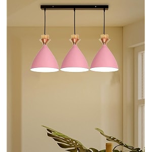 greywings triple dome pink aluminium hanging pendant light drop antique modern ceiling lamp e-27 holder bulb is not included 3 light linear set