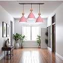 GreyWings Triple Dome Pink Aluminium Hanging Pendant Light Drop, Antique Modern Ceiling Lamp, E-27 Holder (Bulb is not Included.) 3 Light Linear Set