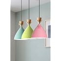 GreyWings Triple Dome Pink, Aqua Blue, Moss Green Aluminium Hanging Pendant Light Drop, Antique Modern Ceiling Lamp, E-27 Holder (Bulb is not Included.) 3 Light Linear Set