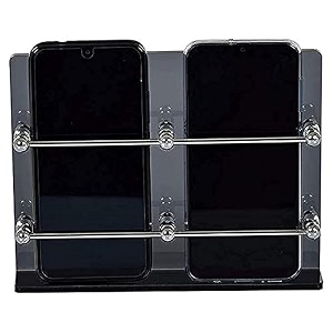 gridlab acrylic double mobile black holder stand for mobile charging at home office bedroom black double mobile stand