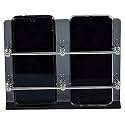 GRIDLAB Acrylic Double Mobile Black Holder Stand for Mobile Charging at Home, Office, Bedroom (Black Double Mobile Stand)