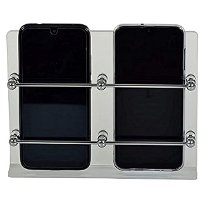 gridlab white acrylic double mobile holder stand for mobile charging tv amp ac remote holding and keys hanging at home office bedroom hotel wall mount white double mobile stand