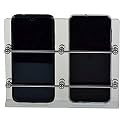 GRIDLAB™ White Acrylic Double Mobile Holder Stand for Mobile Charging, TV &amp; AC Remote Holding and Keys Hanging at Home, Office, Bedroom, Hotel Wall Mount (White Double Mobile Stand)