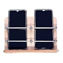 GRIDLAB Wooden Double Mobile Holder Stand for Mobile Charging and Keys Hanging at Home, Office, Bedroom (Wooden Double Mobile Stand)