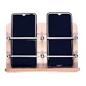 GRIDLAB™ Wooden Double Mobile Holder Stand for Mobile Charging, TV &amp; AC Remote Holding and Keys Hanging at Home, Office, Bedroom, Hotel Wall Mount (Wooden Double Mobile Stand)