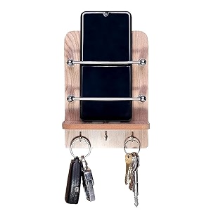 gridlab wooden single mobile amp keys holder stand for charging tv amp ac remote holding at home office