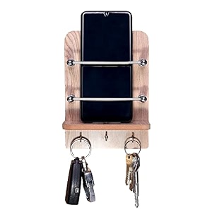 gridlab wooden single mobile amp keys holder stand for mobile charging tv amp ac remote holding and keys hanging at home office bedroom hotel wall mount wooden single mobile amp keys stand