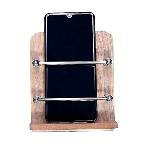 gridlab wooden single mobile holder stand for mobile charging and keys hanging at home office bedroom wooden single mobile stand