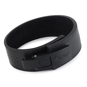 lever belt  10mm full grain genuine leather  black black buckle  flip lever closure  powerlifting squats amp deadlifts  small 2634 in