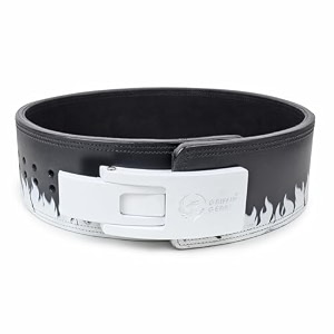 powerlifting lever gym 10mm white buckle with white fire power extreme heavy duty genuine leather belts-squats deadlifts bodybuilding weight lifting for men amp women large-3634-4734