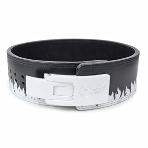 powerlifting lever gym 10mm white buckle with white fire power extreme heavy duty genuine leather belts-squats deadlifts bodybuilding weight lifting for men amp women small-2634-3434