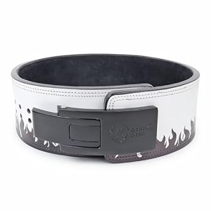 uv print lever belt  10mm full grain genuine leather  black fire design black buckle  flip lever closure  powerlifting squats amp deadlifts  medium 3241 in