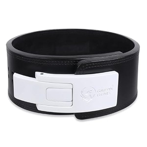 10mm lever gym belt for men amp women  100 full grain genuine leather powerlifting belt  ipf standard weight lifting belt  black belt with white buckle  size large