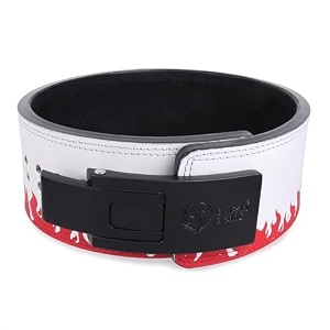 powerlifting lever gym 10mm black buckle red fire belt power extreme heavy duty genuine leather belts-squats deadlifts bodybuilding weight lifting for men amp women medium-3234-4134