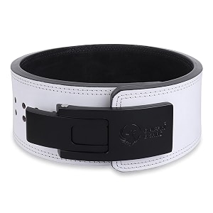 10mm lever gym belt for men amp women  100 full grain genuine leather powerlifting belt  ipf standard weight lifting belt  white belt with black buckle  size x-large