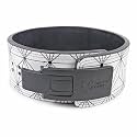 Powerlifting Lever Gym 10mm Black Buckle White Print Power Extreme Heavy Duty Genuine Leather Belts-Squats Deadlifts Bodybuilding Weight Lifting for Men &amp; Women (Medium-32"-41")