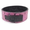 Powerlifting Lever Gym 10mm Black Buckle With Pink Print Power Extreme Heavy Duty Genuine Leather Belt-Squats Deadlifts Bodybuilding Weight Lifting for Men &amp; Women (Medium-32-41 Inch)