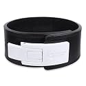 10MM Lever Gym Belt for Men &amp; Women | 100% Full Grain Genuine Leather Powerlifting Belt | IPF Standard Weight Lifting Belt | Black Belt with White Buckle | Size Medium