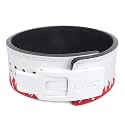 10MM UV Print Designer Lever Gym Belt | Custom Powerlifting Belt | 100% Full Grain Genuine Leather | IPF Standard | Red Fire Belt with White Buckle | Size Small