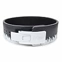 Powerlifting Lever Gym 10mm White Buckle With White Fire Power Extreme Heavy Duty Genuine Leather Belts-Squats Deadlifts Bodybuilding Weight Lifting for Men &amp; Women (Medium-32"-41")