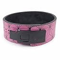 Powerlifting Lever Gym 10mm Black Buckle With Pink Print Power Extreme Heavy Duty Genuine Leather Belts-Squats Deadlifts Bodybuilding Weight Lifting for Men &amp; Women (Small-26"-34")