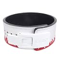 Powerlifting Lever Gym 10mm White Buckle Red Fire Belt Power Extreme Heavy Duty Genuine Leather Belts-Squats Deadlifts Bodybuilding Weight Lifting for Men &amp; Women (Xl-42"-52")