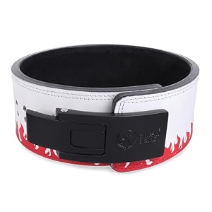 13mm uv print designer lever gym belt  custom powerlifting belt  100 full grain genuine leather  ipf standard  red fire belt with black buckle  size x-large