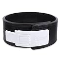 13MM Lever Gym Belt for Men &amp; Women | 100% Full Grain Genuine Leather Powerlifting Belt | IPF Standard Weight Lifting Belt | Black Belt with White Buckle | Size Large