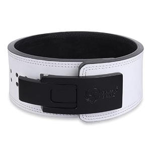 weight lifting belt black buckle white belt heavy 13mm thick genuine leather power lifting belt for men amp women  competition workout training weight support beltlarge-3634- 4734