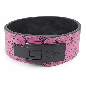 weight lifting belt black buckle with pink abstract print heavy 13mm genuine leather power lifting belt for men amp women  competition workout training weight support belts-2634- 3434