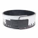 Weight Lifting Belt ||Black Buckle With Black Fire Heavy 13mm Thick Genuine Leather Power Lifting Belt For Men &amp; Women || Competition Workout Training Weight Support Belt (S-26"- 34")