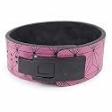 Weight Lifting Belt ||Black Buckle With Pink Abstract Print Heavy 10mm Genuine Leather Power Lifting Belt For Men &amp; Women || Competition Workout Training Weight Support Belt(S-26"- 34")