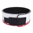 UV Print Lever Belt | 13MM Full Grain Genuine Leather | Red Fire Design, Black Buckle | Flip Lever Closure | Powerlifting Squats &amp; Deadlifts | XL (44–50 in)
