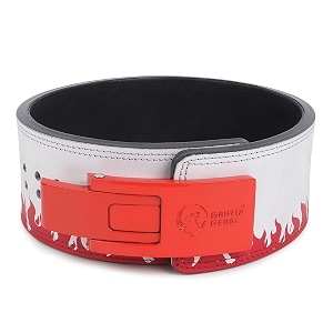 13mm lever gym belt for men amp women  100 full grain genuine leather powerlifting belt  ipf standard weight lifting belt  red fire belt with red buckle  size medium