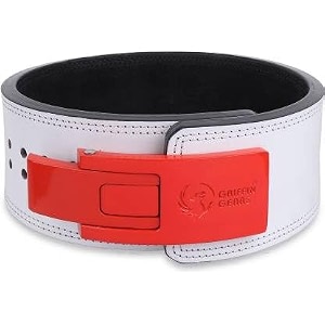 weight lifting belt red buckle white belt heavy 13mm thick genuine leather power lifting belt for men amp women  competition workout training weight support beltxl-4234- 5234
