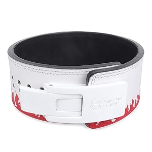 weight lifting belt white buckle with red fire belt heavy 10mm thick genuine leather power lifting belt for men amp women  competition workout training weight support beltm-3234-4134