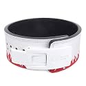 Weight Lifting Belt ||White Buckle With Red Fire Belt Heavy 10mm Thick Genuine Leather Power Lifting Belt For Men &amp; Women || Competition Workout Training Weight Support Belt(L-36"- 47")