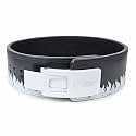 Weight Lifting Belt ||White Buckle With White Fire Heavy 10mm Thick Genuine Leather Power Lifting Belt For Men &amp; Women || Competition Workout Training Weight Support Belt (L-36"- 47")