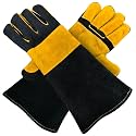 GRILL ARMOR Fire Pit & Campfire Gloves, 16in Leather, 932F Heat Resistant